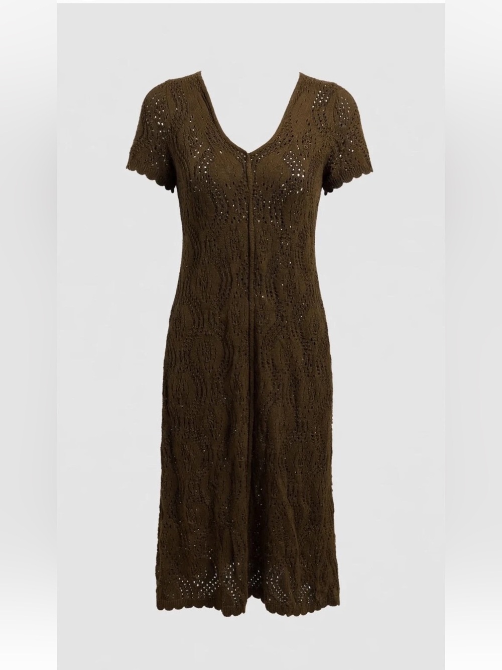 NWT Universal Thread Brown Crochet V-Neck Midi Dress Size Large